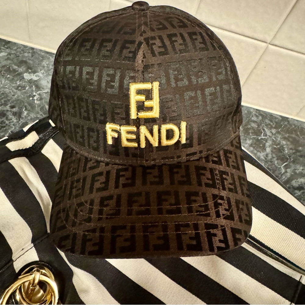 FENDI Copper-Brown and Gold RARE Monogram Baseball Cap